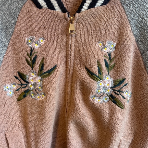 Anthropologie Maeve Jacket Small Varsity Embroidered Bomber Soft READ - Picture 10 of 10